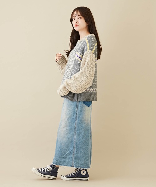 「CUBE SUGAR」 長袖ニット M トップグレー レディース_画像4