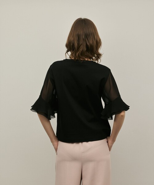Diagram tシャツ 半袖 シフォンスリーブカットトップ レディース