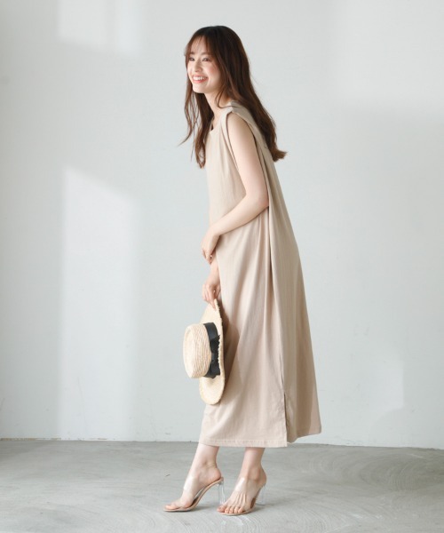 「M.deux」 ノースリーブワンピース MEDIUM ライトグリーン レディース_画像9