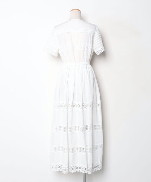 「GRACE CONTINENTAL」 半袖ワンピース 38 ホワイト レディース_画像2