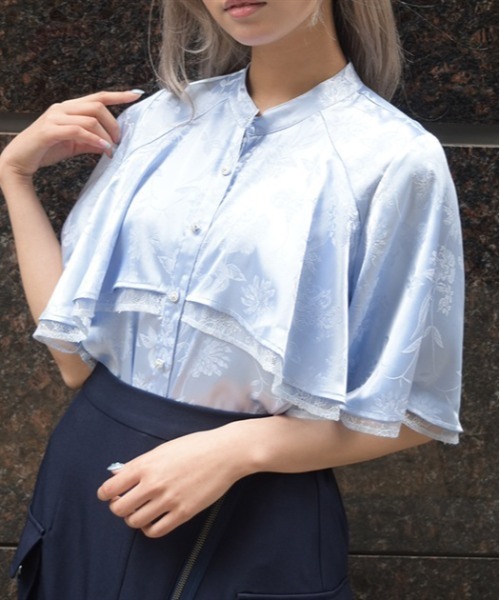 axes femme（アクシーズ ファム） ブラウス シャツ 半袖 フレアケープ