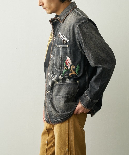 ⭐︎極美品⭐︎ Veritecoeur カバーオール Gジャン SHIKOKU黒 KHOKI（コッキ） カバーオール 「KHOKI/コッキ」Hand-Embroidered