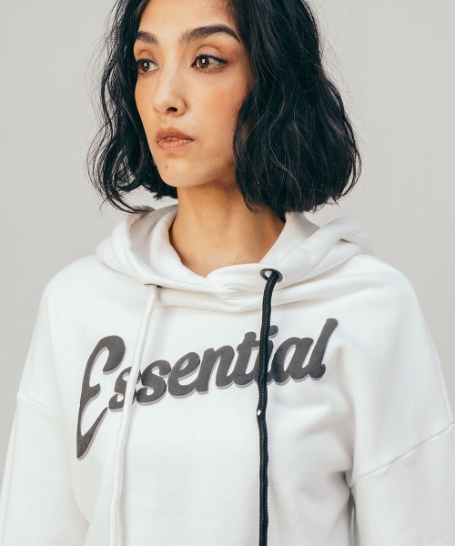 「ESSENTIAL」 プルオーバーパーカー FREE オフホワイト レディース_画像7