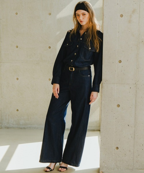 「Maison INNESS」 デニムパンツ L ネイビー レディース_画像4