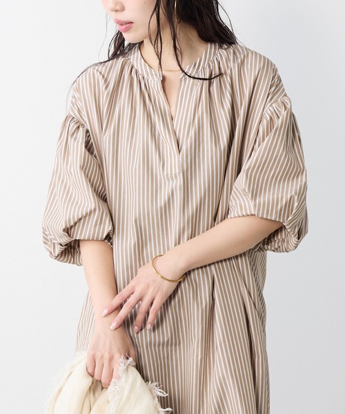 「MICA&DEAL」 半袖ワンピース FREE ベージュ レディース_画像8