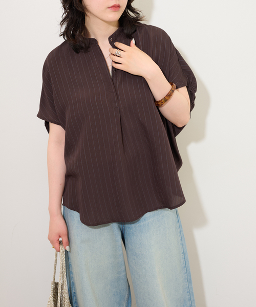 ブラウス シャツ 「追加2」N/Rダブルストライプブラウス レディースの画像