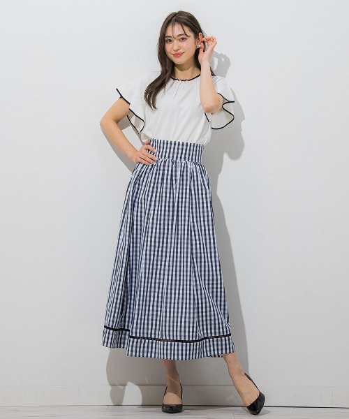 「QUEENS COURT」 半袖ニット M ネイビー レディース_画像5