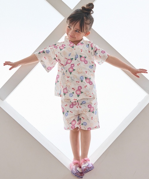 petit main 甚平 浴衣 「WEB別注」GIRLS総柄甚平 キッズ 子供 女の子