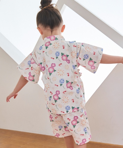 petit main 甚平 浴衣 「WEB別注」GIRLS総柄甚平 キッズ 子供 女の子