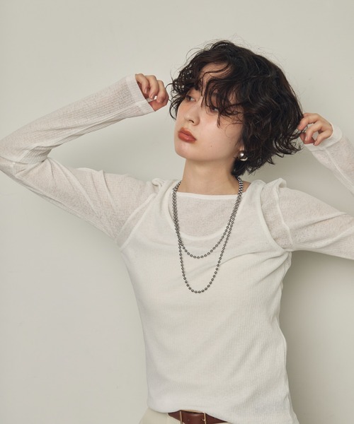 Trish（トリッシュ） tシャツ シアーテレコレイヤード風2WAYプル