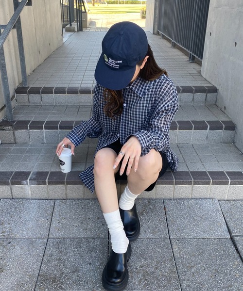 「ISOOK」 長袖シャツ FREE ネイビー レディース_画像2