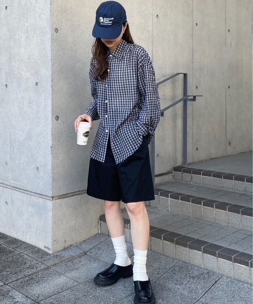 「ISOOK」 長袖シャツ FREE ネイビー レディース_画像4
