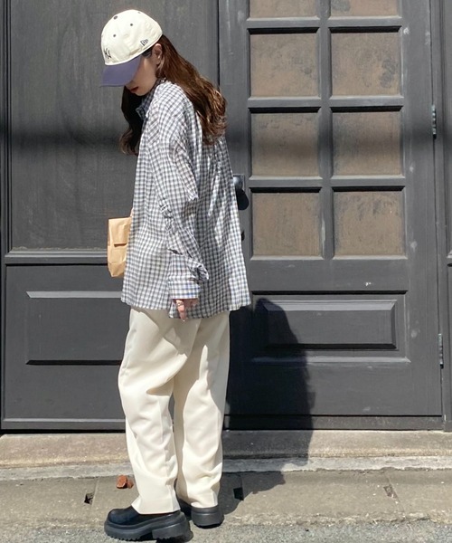 「ISOOK」 長袖シャツ FREE ネイビー レディース_画像5