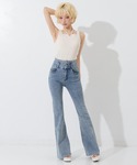 ジーンズ デニム デニムパンツ ハイウエストス...の詳細画像5
