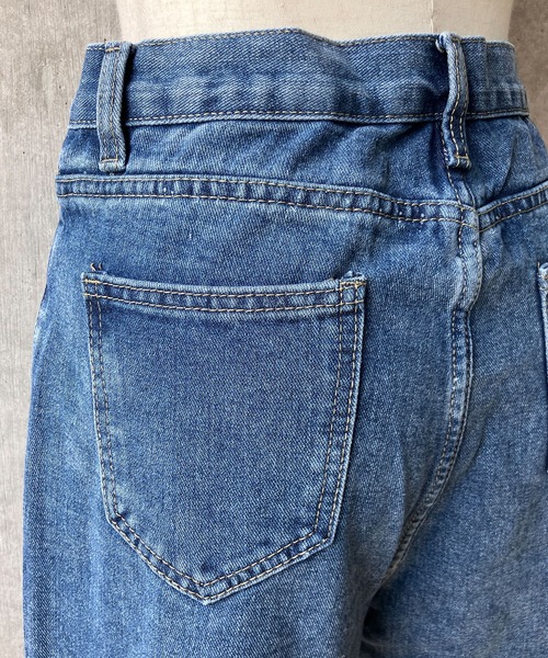【美品】poppy ウェーブラインデニムパンツ M meJane（ミージェーン） ジーンズ デニム デニムパンツ アシメウエスト