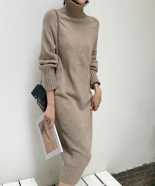 ワンピース タートルネック リングニットワンピース : ZOZOTOWN