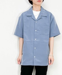 【初回限定】 シャツ ポリ無地 レディース メンズ オープンカラーシャツS/S トップス