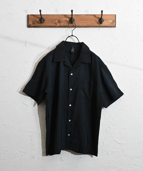 まる 平日発送ページ シャツ ポリ無地 オープンカラーシャツS/S メンズ レディース