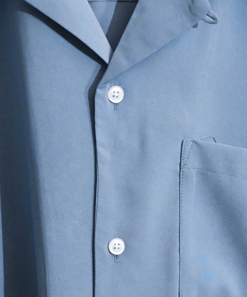 まる　平日発送ページ シャツ ポリ無地 オープンカラーシャツS/S メンズ レディース