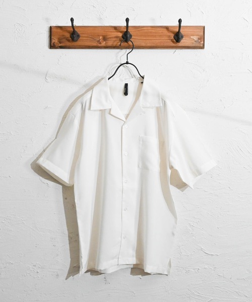 archivio シャツ 38 ホワイト/ブラック CSH-28 - Wrinkle Poplin - White / ショートスリーブ オープン