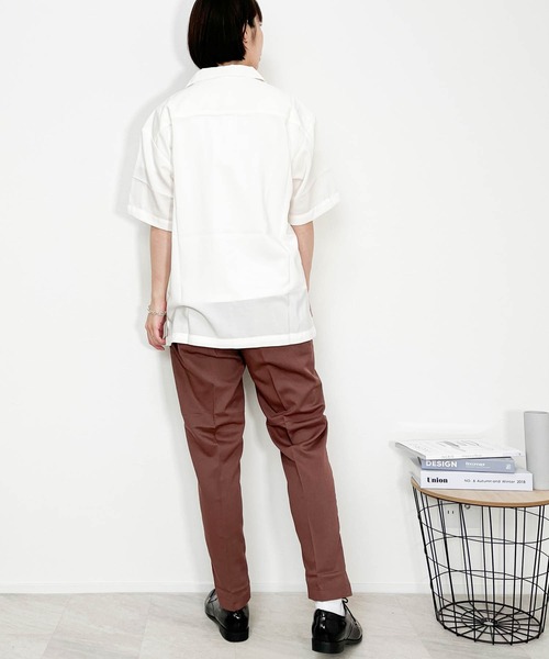 シャツ ポリ無地 オープンカラーシャツS/S メンズ レディース