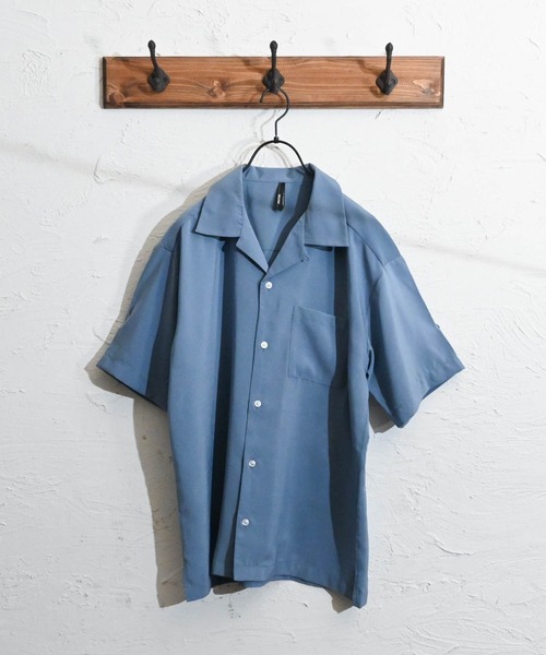 シャツ ポリ無地 オープンカラーシャツS/S メンズ レディース