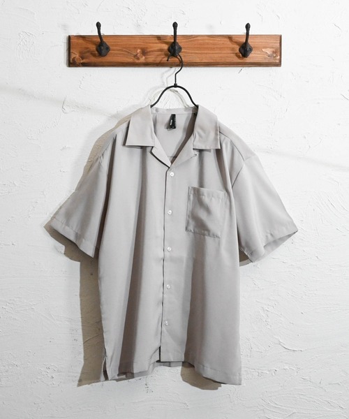 シャツ ポリ無地 オープンカラーシャツS/S メンズ レディース