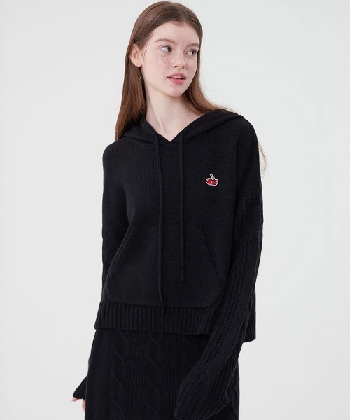 パーカー KIRSH SMALL CHERRY SHORT KNIT HOODIE ショートニット フーディー レディース