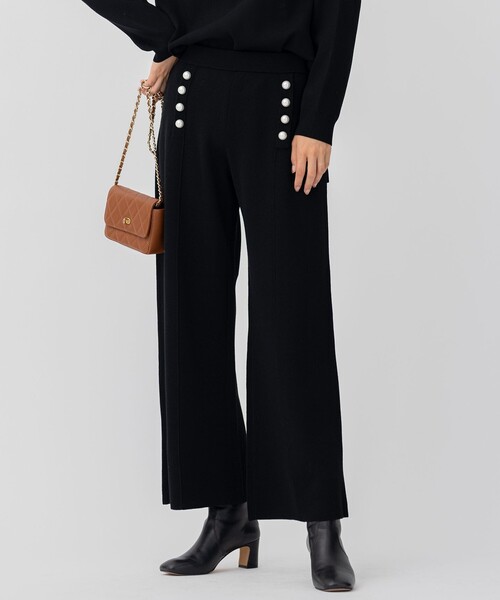 ✨美品✨23区 22AWウールブレンド ニットパンツ パール ネイビー 23区 パンツ 「CLASSY.1月号掲載」ウールブレンド ニット