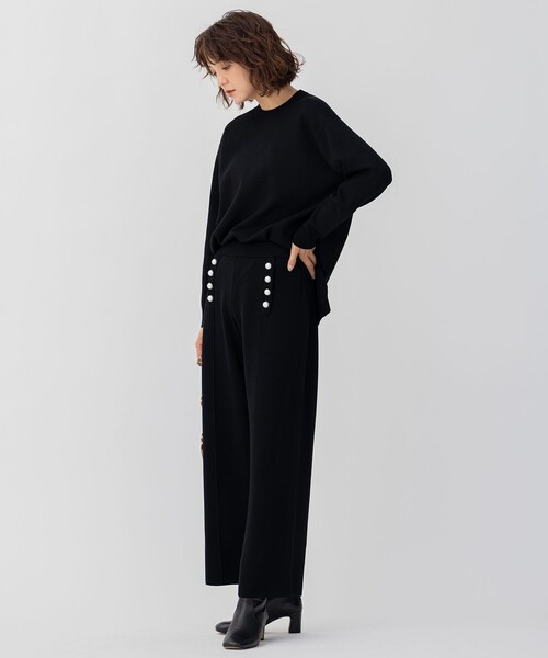 ✨美品✨23区 22AWウールブレンド ニットパンツ パール ネイビー 23区 パンツ 「CLASSY.1月号掲載」ウールブレンド ニット