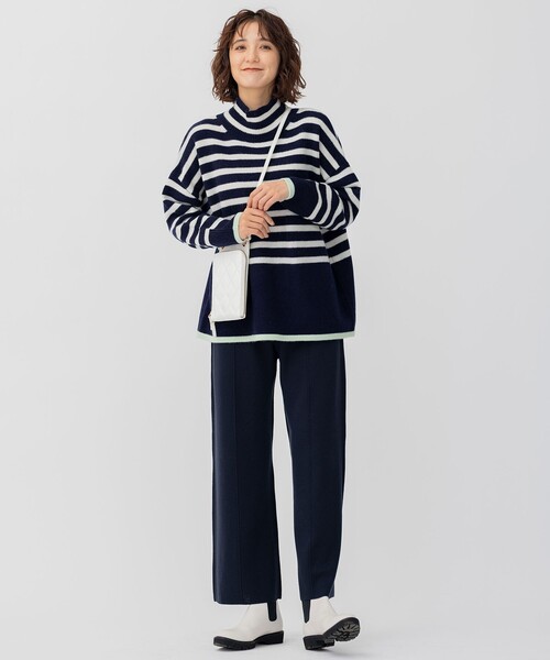 ✨美品✨23区 22AWウールブレンド ニットパンツ パール ネイビー 23区 パンツ 「CLASSY.1月号掲載」ウールブレンド ニット