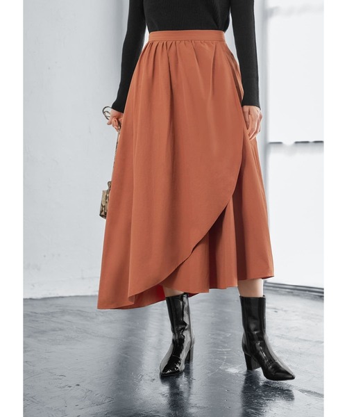 ブランドサンプル品(定価57,200円) ふわふわボリュールフレア花びらスカート バックレースアップシアーフロッキーフラワータックボリューム