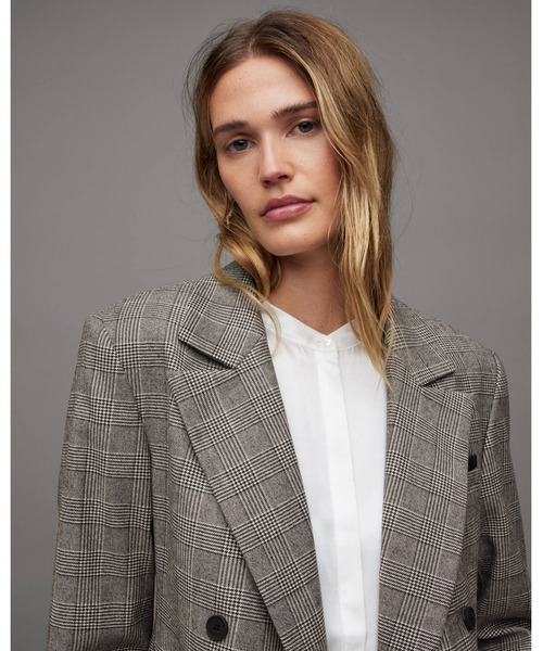 ALLSAINTS チェック柄ダブルテーラードジャケット ウール　オールセインツ ALLSAINTS チェック柄ダブルテーラードジャケット ウール オール