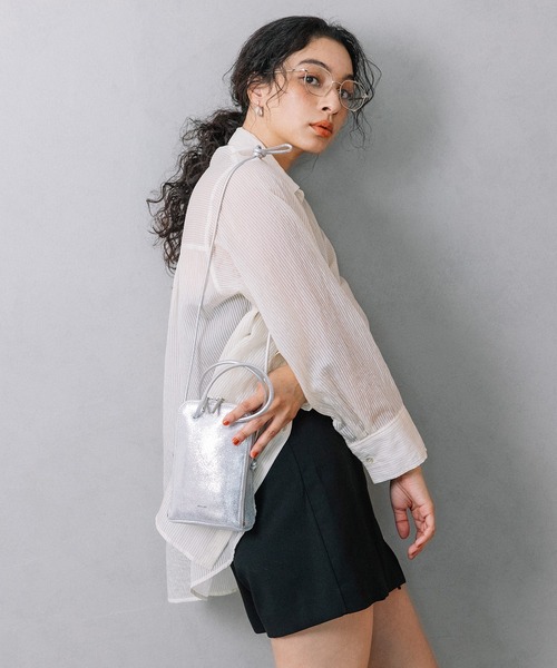 BEAU'RE SECOND スタッズレザー2wayショルダーバッグ 白 Beau're ショルダーバッグ バッグ BEAURE カウレザー ブガッティ
