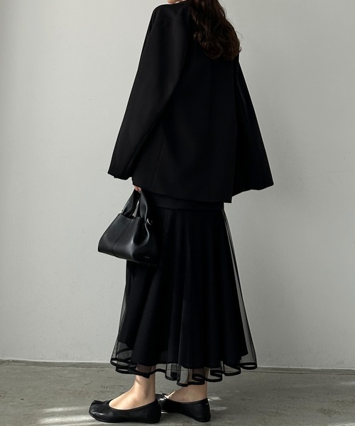 Louere ワンピース 裾シアーチュールマーメイドキャミワンピース