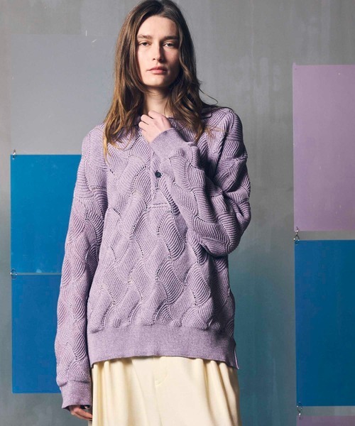 ポロシャツ 「UNISEX」Prime-Over Sheer Knit Polo Shirt/プライム 