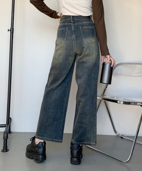 ☆関税込☆WHO.AU★レディース・ストレート・ ジーンズ★正規品 ジーンズ デニム デニムパンツ ハイウエスト ストレート