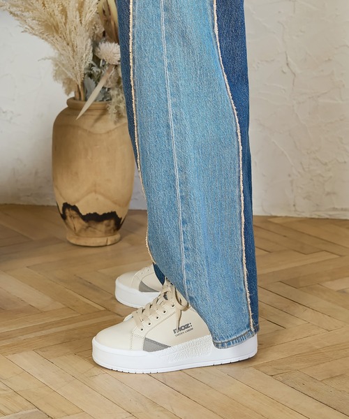 moz（モズ） スニーカー フェイクレザー厚底コートスニーカー
