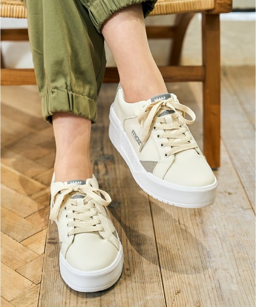 moz（モズ） スニーカー フェイクレザー厚底コートスニーカー