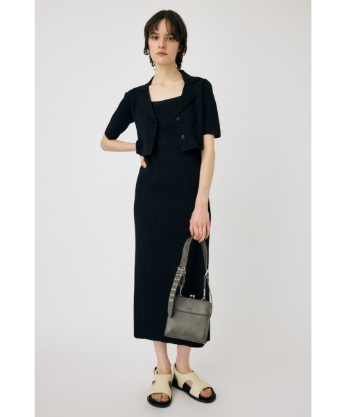 MOUSSY　KNITドレス　グレー ニットワンピース SQUARE NECK H/S KNIT ドレス（ワンピース）｜MOUSSY（マウジー