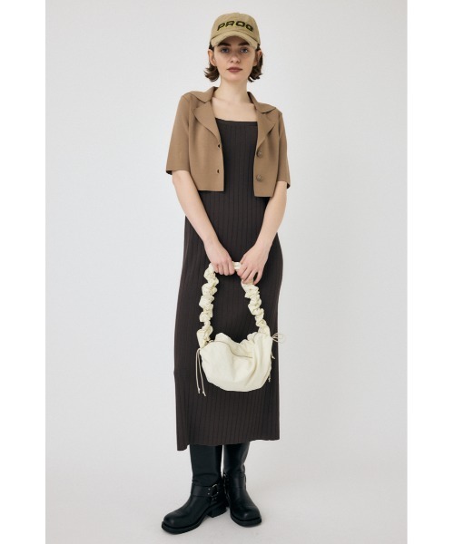 MOUSSY　KNITドレス　グレー ニットワンピース SQUARE NECK H/S KNIT ドレス（ワンピース）｜MOUSSY（マウジー