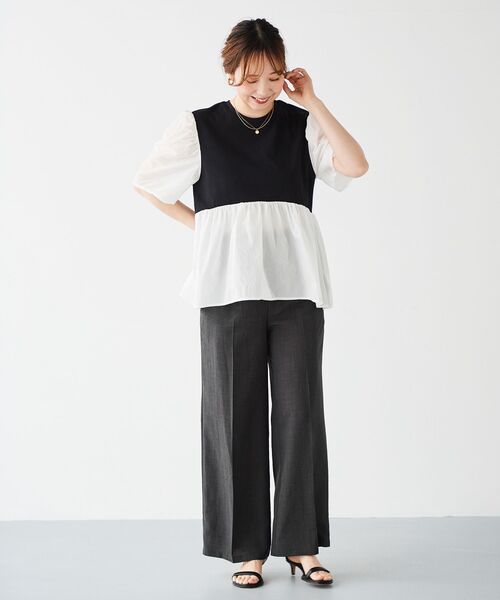 ◆布帛ドッキングプルオーバー le.coeur blanc tシャツ 布帛ドッキングプルオーバー レディース