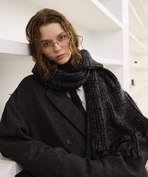 シールームリン　Fringeフーディーマフラー　 ブラウン セール】フラッフィーフリンジマフラー／fluffy fringe muffler