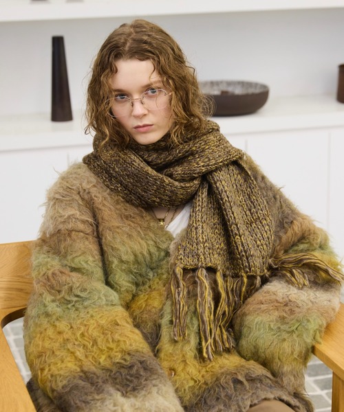 soerte マフラー MULTI COLLAR VOLUME FRINGE MUFFLER/マルチカラー