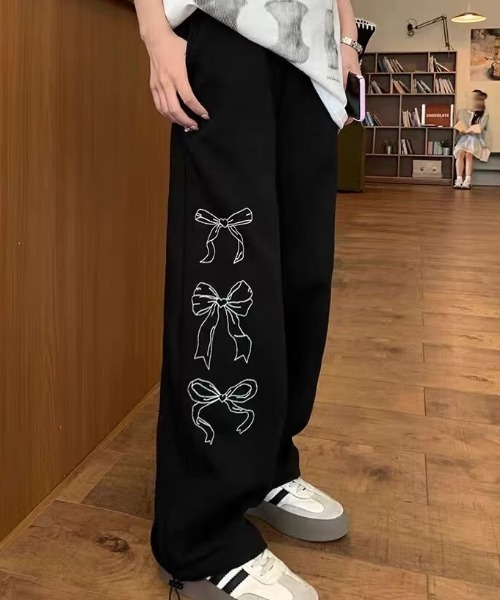 PGG ロゴプリント レディーススリムフィットパンツ DEVICE スウェットパンツ ジャージ リボン グラフィック