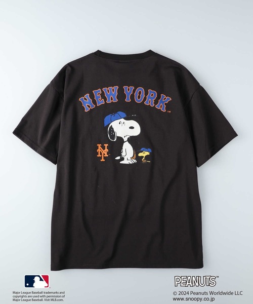 tシャツ 「MLB PEANUTS」ロゴTee レディース Right-on tシャツ MLB ピーナッツTシャツ レディース