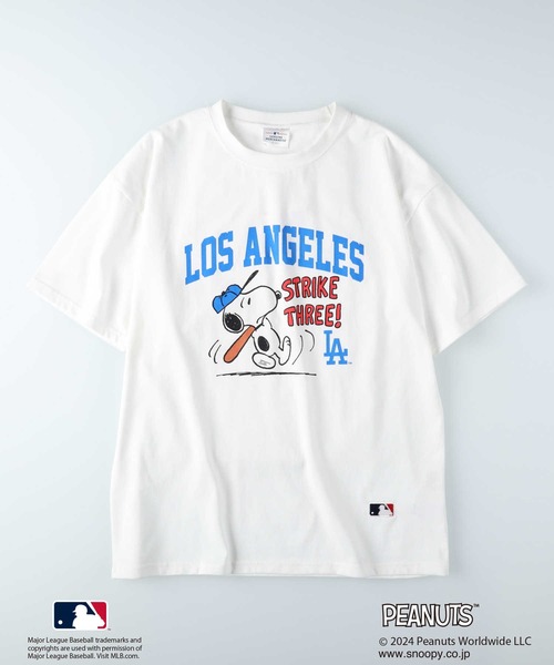 tシャツ 「MLB PEANUTS」ロゴTee レディース Right-on tシャツ MLB ピーナッツTシャツ レディース