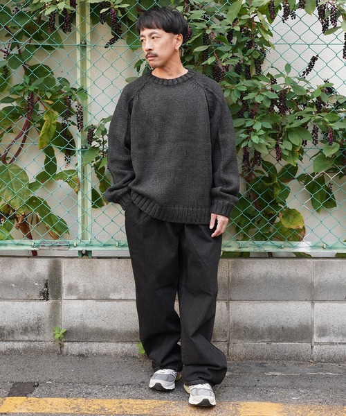 ミナペルホネン　ラグランスリーブリブ編みハイネックセーター 黒 Aphlotus セーター ニット ハンド編みライク アウトリンキング