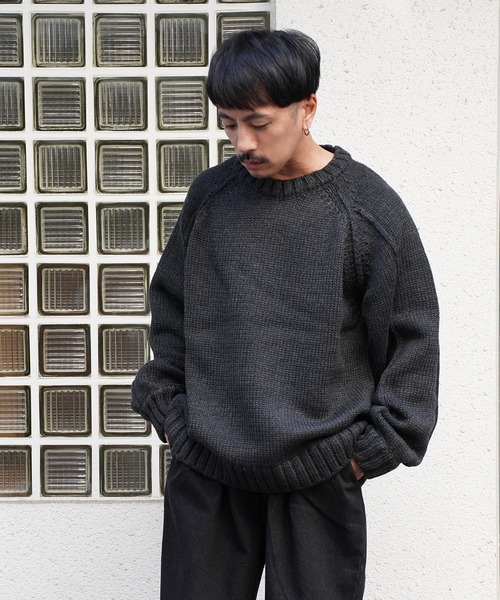 ミナペルホネン　ラグランスリーブリブ編みハイネックセーター 黒 Aphlotus セーター ニット ハンド編みライク アウトリンキング