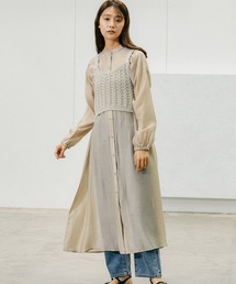 ゴルチエ ベストドッキング シアードレスシャツ GLOBAL WORK ベスト ジレ シアーシャツワンピース＊ビスチェSET
